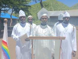 Joseph Chenge of Jerusalem Mowar Church with his followers. IMAGE/COURTESY